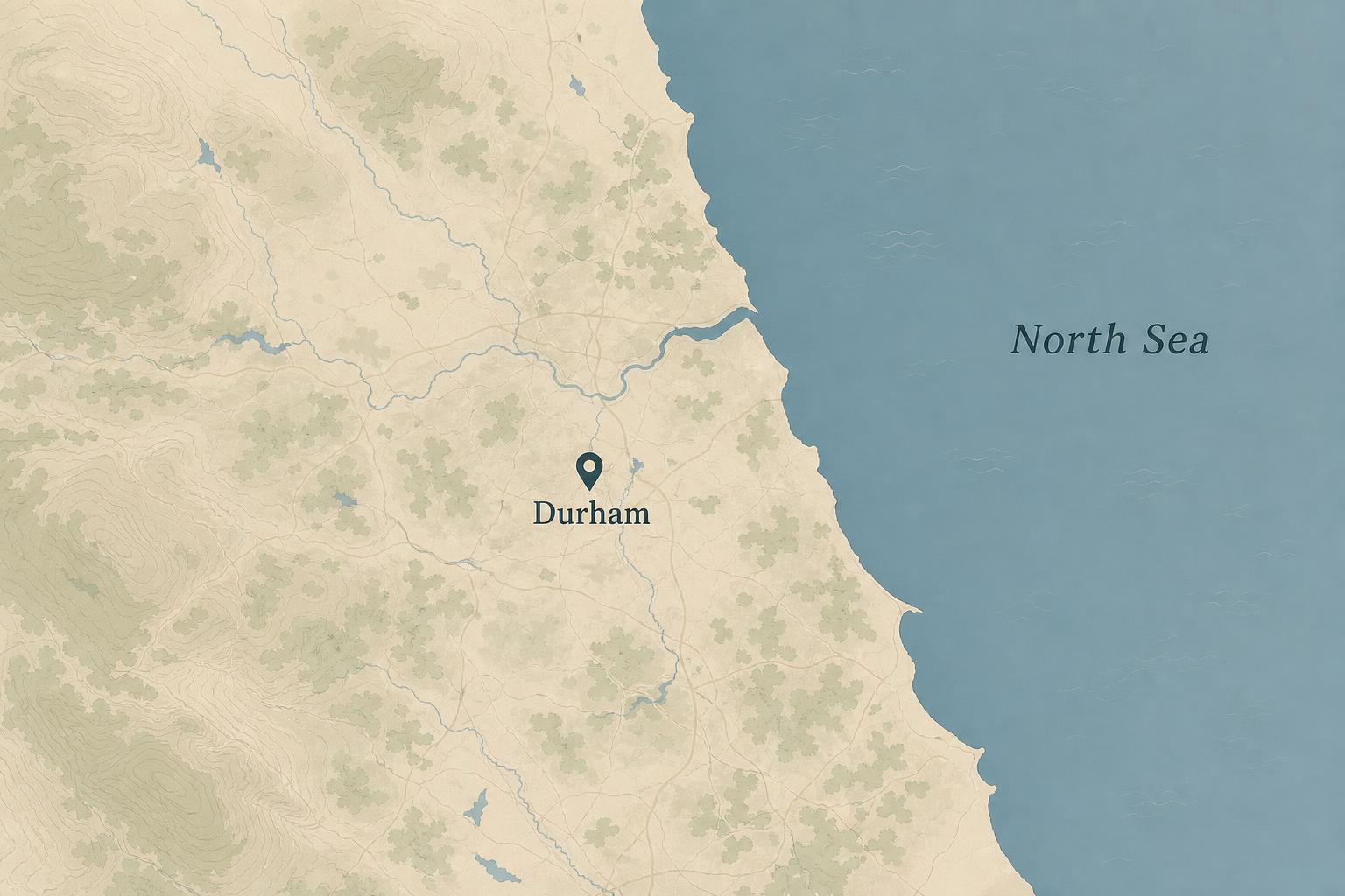 Map of the North East with Durham at the centre